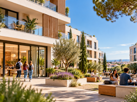 PTZ 2027 : jeune famille découvrant son appartement neuf dans une résidence neuve lumineuse