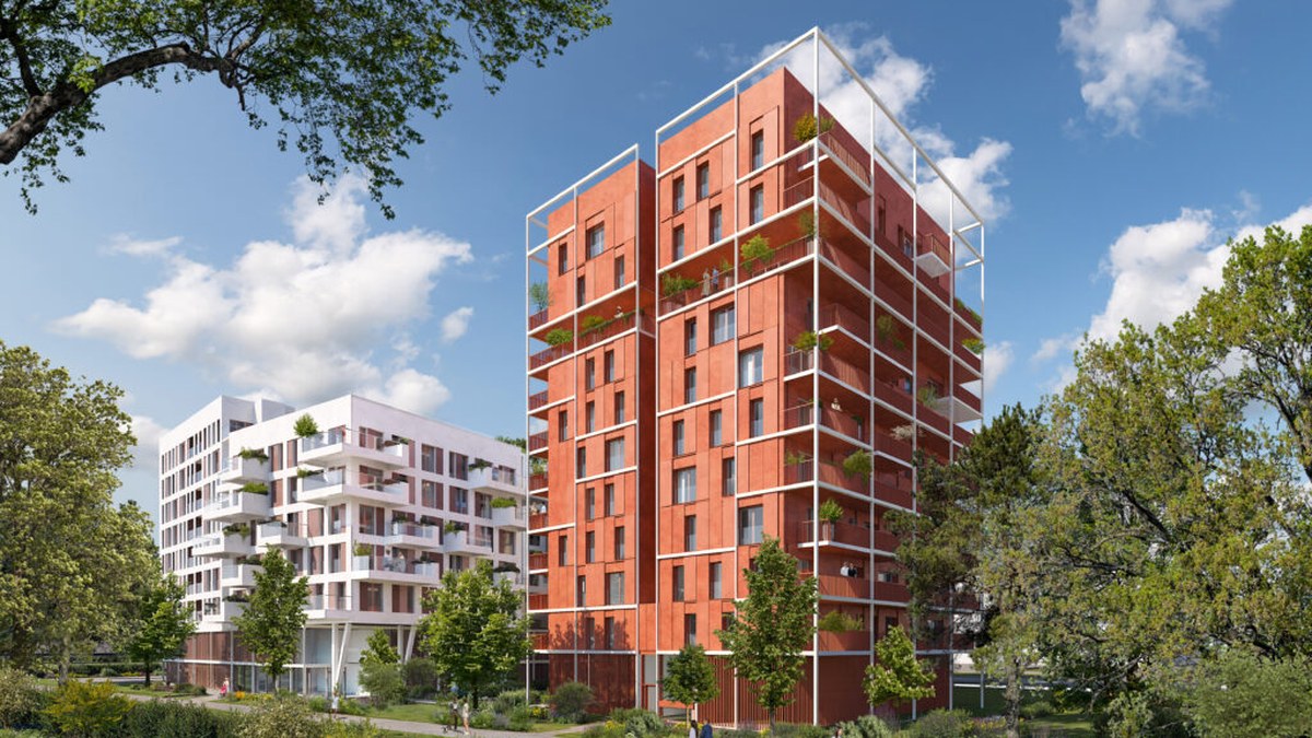 Perspective de la résidence neuve TERRA SUD, appartement neuf Montpellier Sud dans l'écoquartier de la Restanque