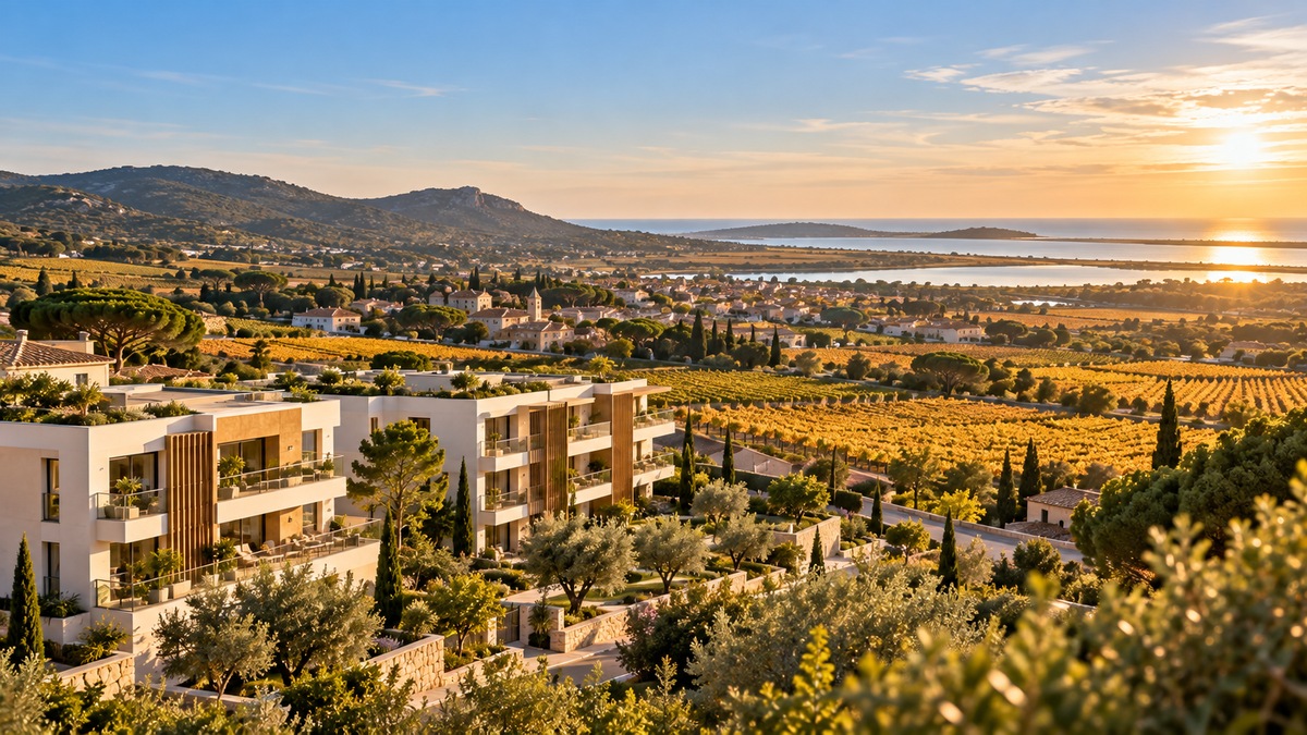 Résidence neuve entre vignes, garrigue et étang à l'horizon : immobilier neuf ouest Montpellier